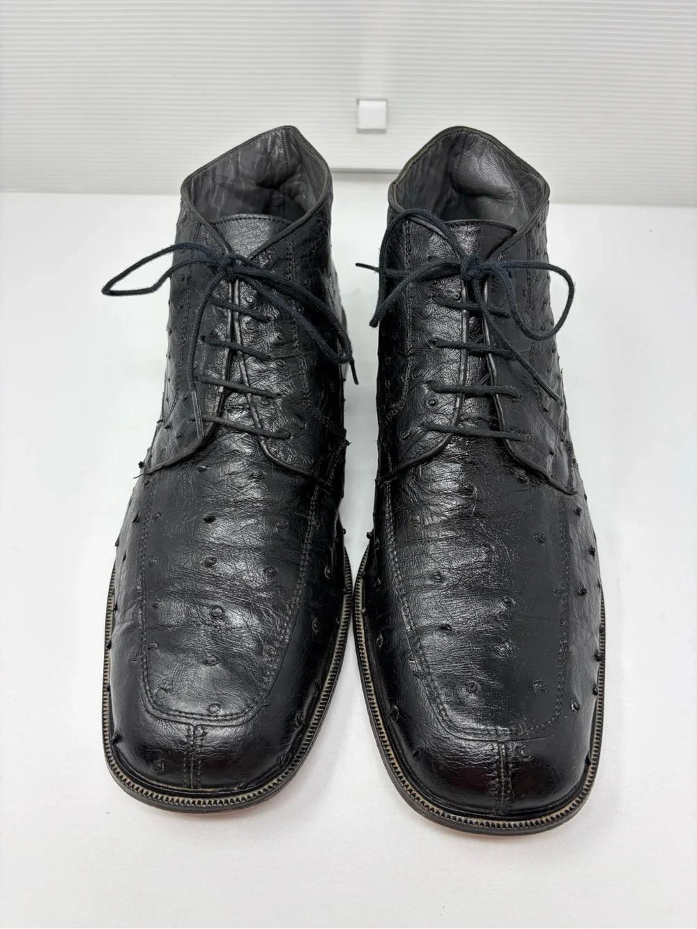 Los Altos Exotic Genuine Black Ostrich Dress Ankle Boots Leather Size 11 Mex 30